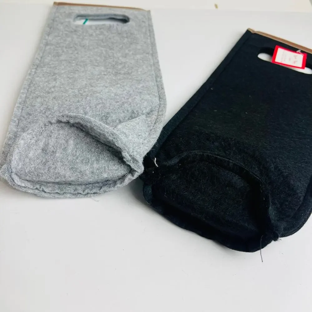 Set‎ of 2 Design Group Wine Bag Wine Gifting Bottle 6in x 15 in Gray & Black